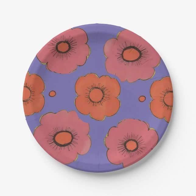 Plato De Papel Afro Poppies (Anverso)