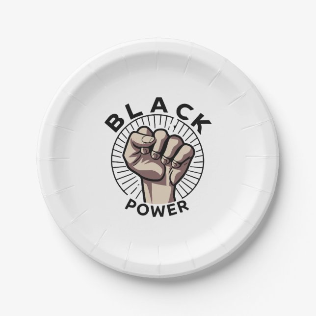 Plato De Papel Afrocéntrico de poder negro (Anverso)