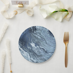Plato De Papel Agante azul cristalizado Duste Slate Marbble Sto