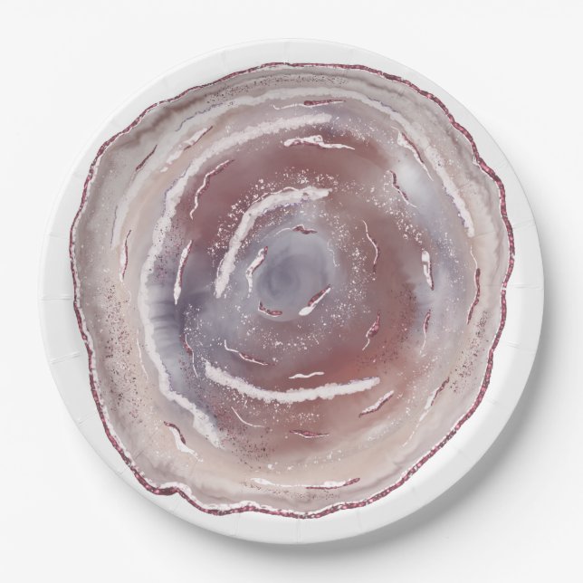 Plato De Papel Ágata Rosa  (Anverso)