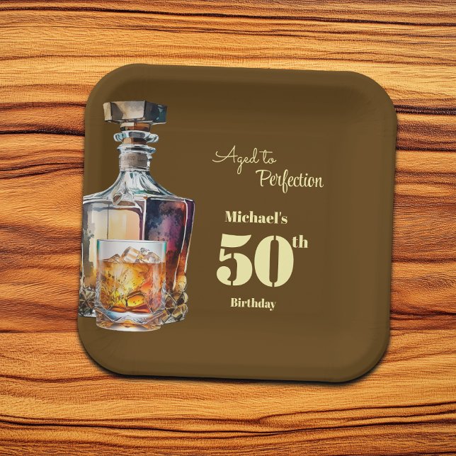 Plato De Papel Aged to Perfection Men's 50th Whiskey Birthday  (Subido por el creador)