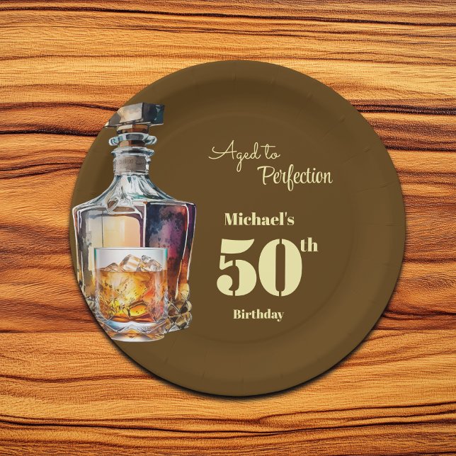 Plato De Papel Aged to Perfection Men's 50th Whiskey Birthday  (Subido por el creador)