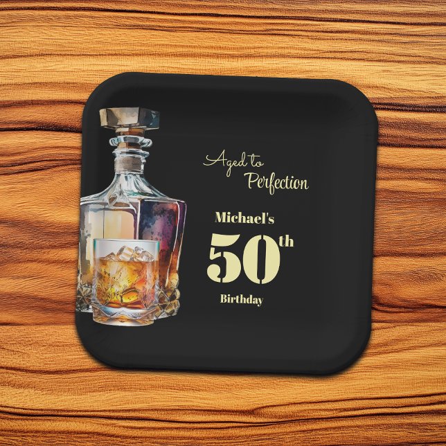 Plato De Papel Aged to Perfection Men's 50th Whiskey Birthday  (Subido por el creador)