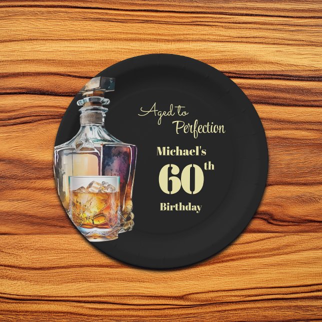 Plato De Papel Aged to Perfection Men's 60th Whiskey Birthday  (Subido por el creador)