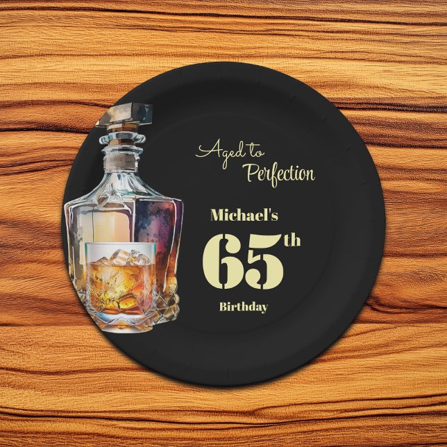 Plato De Papel Aged to Perfection Men's 65th Whiskey Birthday  (Subido por el creador)