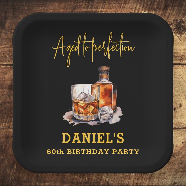 Plato De Papel Aged to Perfection Whiskey 60th Birthday (Subido por el creador)