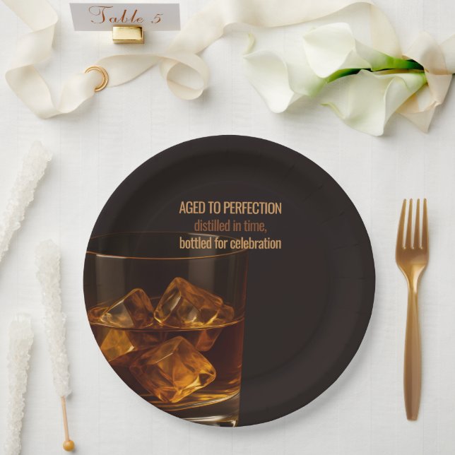 Plato De Papel Aged to Perfection Whisky Birthday Celebration (Boda)
