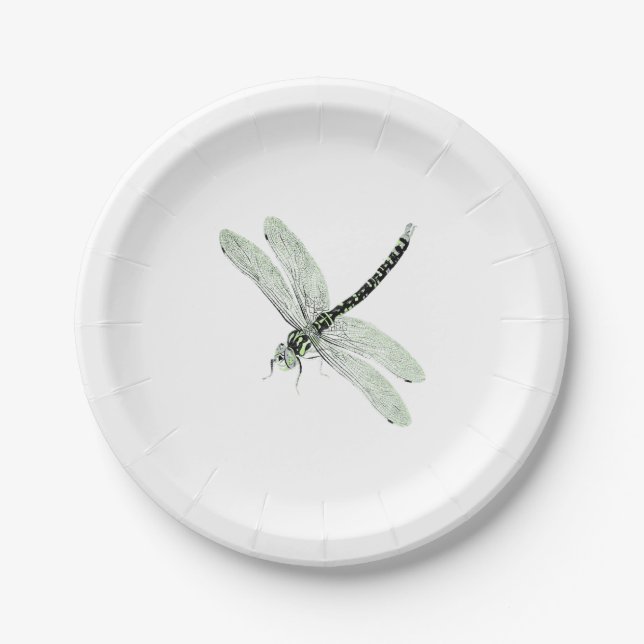 Plato De Papel Agender Pride Vintage Dragonfly Art (Anverso)