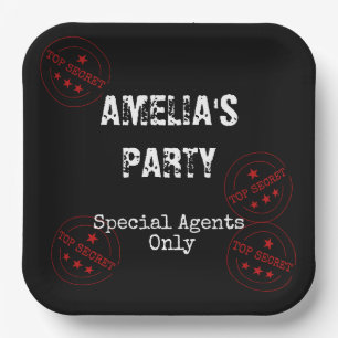 Plato De Papel Agente especial - Fiesta principal del tema espía