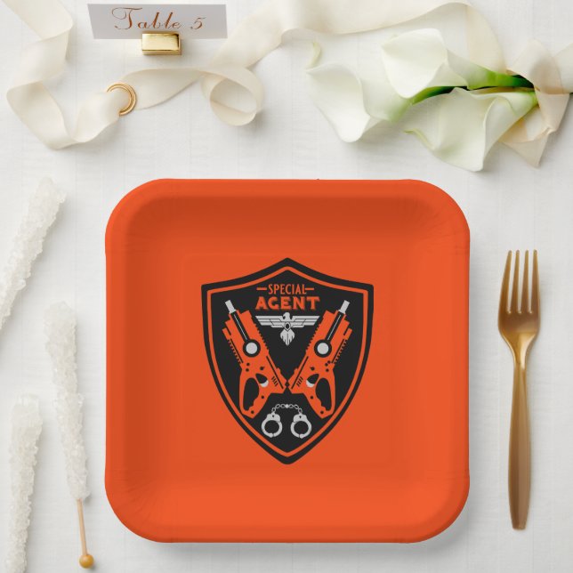 Plato De Papel Agente especial Kid (Boda)