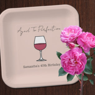 Plato De Papel Ageto A Perfection Wine 40 cumpleaños