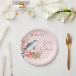 Plato De Papel Agradable bebé oceánico Narwhal conchas Baby Showe