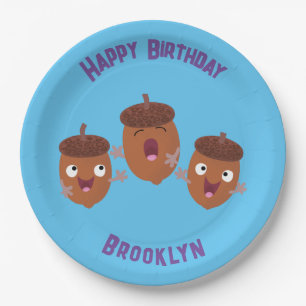 Plato De Papel Agradables bellotas cantando personalizado para lo