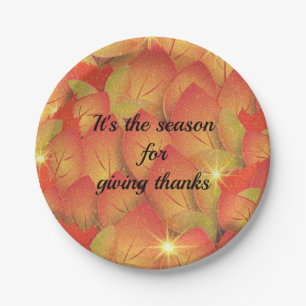 Plato De Papel Agradecer las hojas de otoño