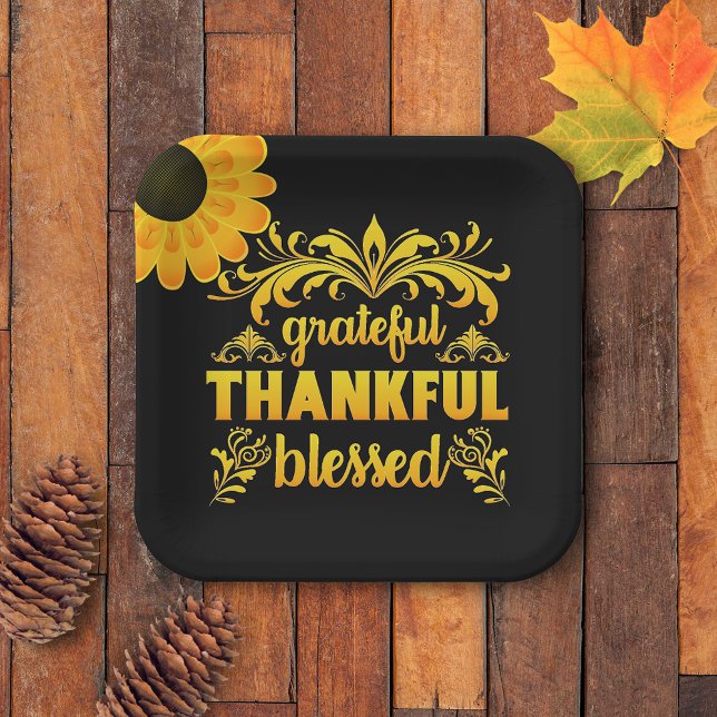 Plato De Papel Agradecido, agradecido, bendito girasol (Subido por el creador)