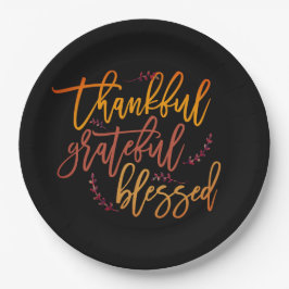 Plato De Papel Agradecido agradecimiento a Black