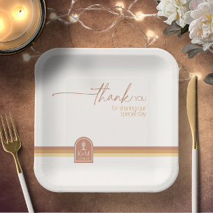 Plato De Papel Agradecimiento de Boda Desert Vibes Terra Cotta ID