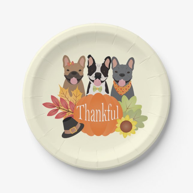 Plato De Papel Agradecimientos a los Bulldoges franceses (Anverso)