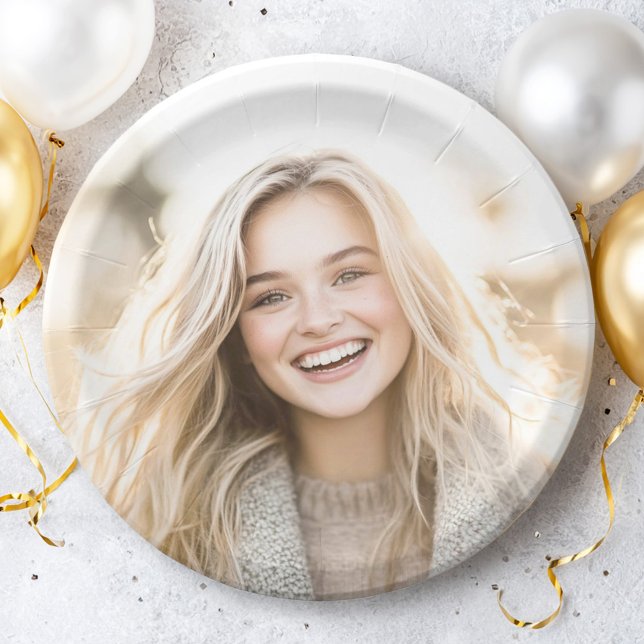 Plato De Papel Agrega tu propia foto personalizada (Add your own custom photo paper plates)