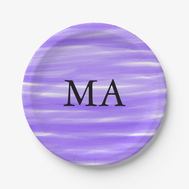 Plato De Papel Agregar monograma simple nombre letra hombre minim (Anverso)