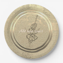 Plato De Papel Agregar Texto Gladiolo Dorado