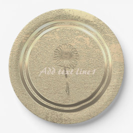 Plato De Papel Agregar texto Margarita Dorada 
