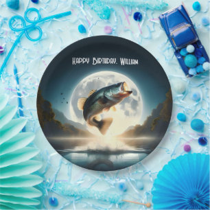 Plato De Papel Agua de la Luna y Salto de Bass