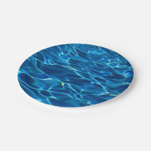Plato De Papel Agua de la piscina azul oscura