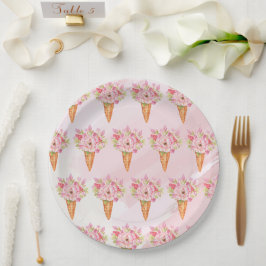 Plato De Papel Agua Floral Hielo Crema Británica Ducha