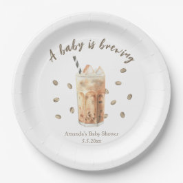 Plato De Papel Agua Hielo Café Preparando Ducha para Bebé