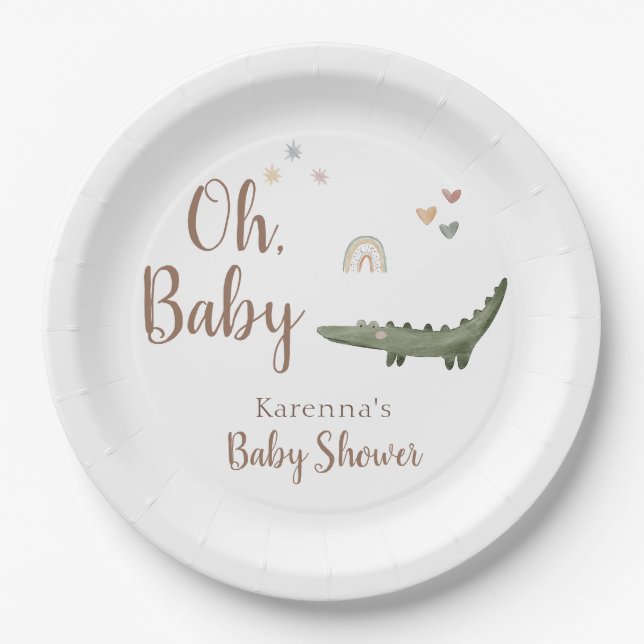 Plato De Papel Agua Safari de Boho Oh Baby Shower (Anverso)