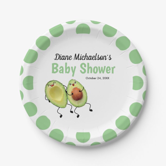 Plato De Papel Aguacate Couple Baby Shower (Anverso)
