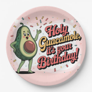 Plato De Papel Aguacate y "Santo Guacamole, es tu Cumpleaños"