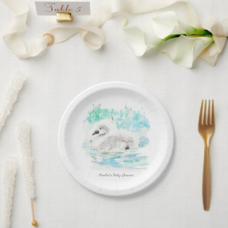 Plato De Papel Aguada de Nacimiento de Cisne Pequeño