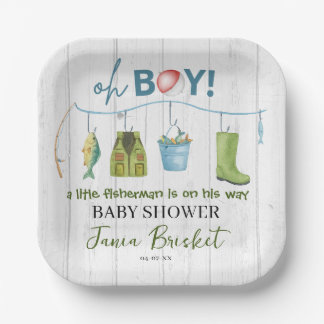 Plato De Papel Aguada Pequeño Pescador en Camino Baby Shower