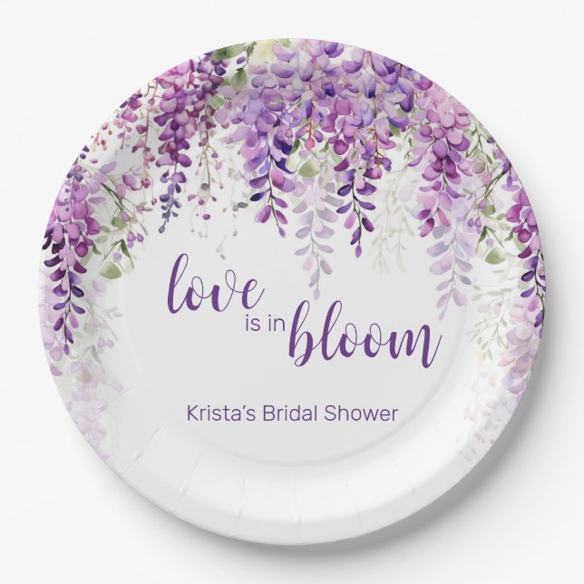 Plato De Papel Aguas moradas Wisteria Ducha Bridal (Anverso)
