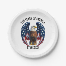 Plato De Papel Águila Americana Patriótica 250 Años 1776-2026
