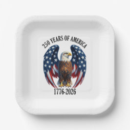 Plato De Papel Águila Americana Patriótica 250 Años 1776-2026
