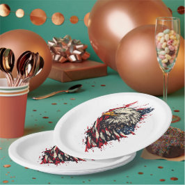 Plato De Papel Águila Americana Patriótica Vintage 4 de Julio