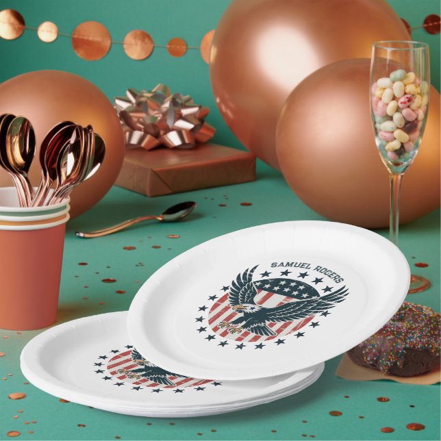 Plato De Papel Águila Americana Retro (Multi)