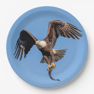 Plato De Papel Águila calva con pescado