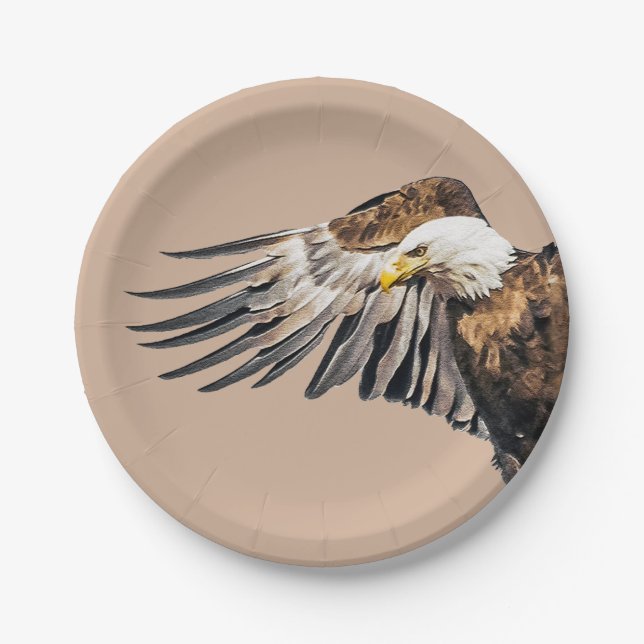 Plato De Papel Águila calva en el ala (Anverso)
