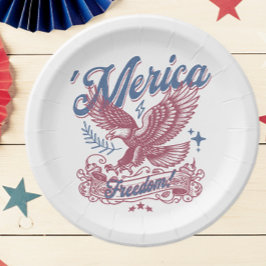 Plato De Papel Águila de época América Patriótica