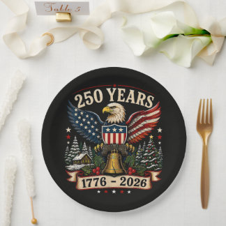 Plato De Papel Águila Patriótica de Navidad del 250 Aniversario d