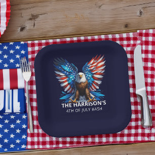 Plato De Papel Águila Patriótica USA 4 de Julio