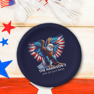 Plato De Papel Águila Patriótica USA 4 de Julio