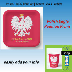 Plato De Papel Águila polaca 🦅 reunión Escudo Polski Polonia