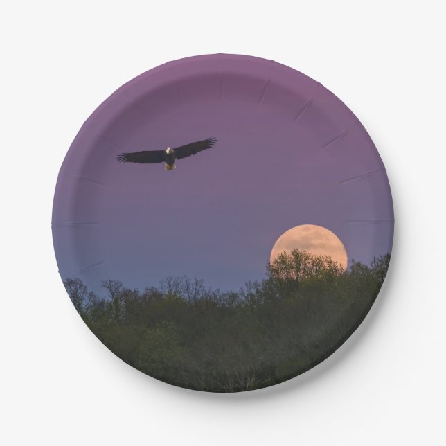 Plato De Papel Águila Superluna Rosa (Anverso)