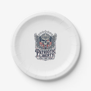Plato De Papel Águila Táctica Patriótica Cráneo Militar Inspirado