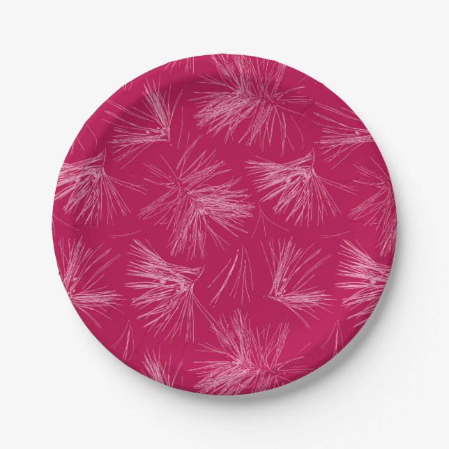 Plato De Papel Agujas de pino rosado oscuro (Anverso)